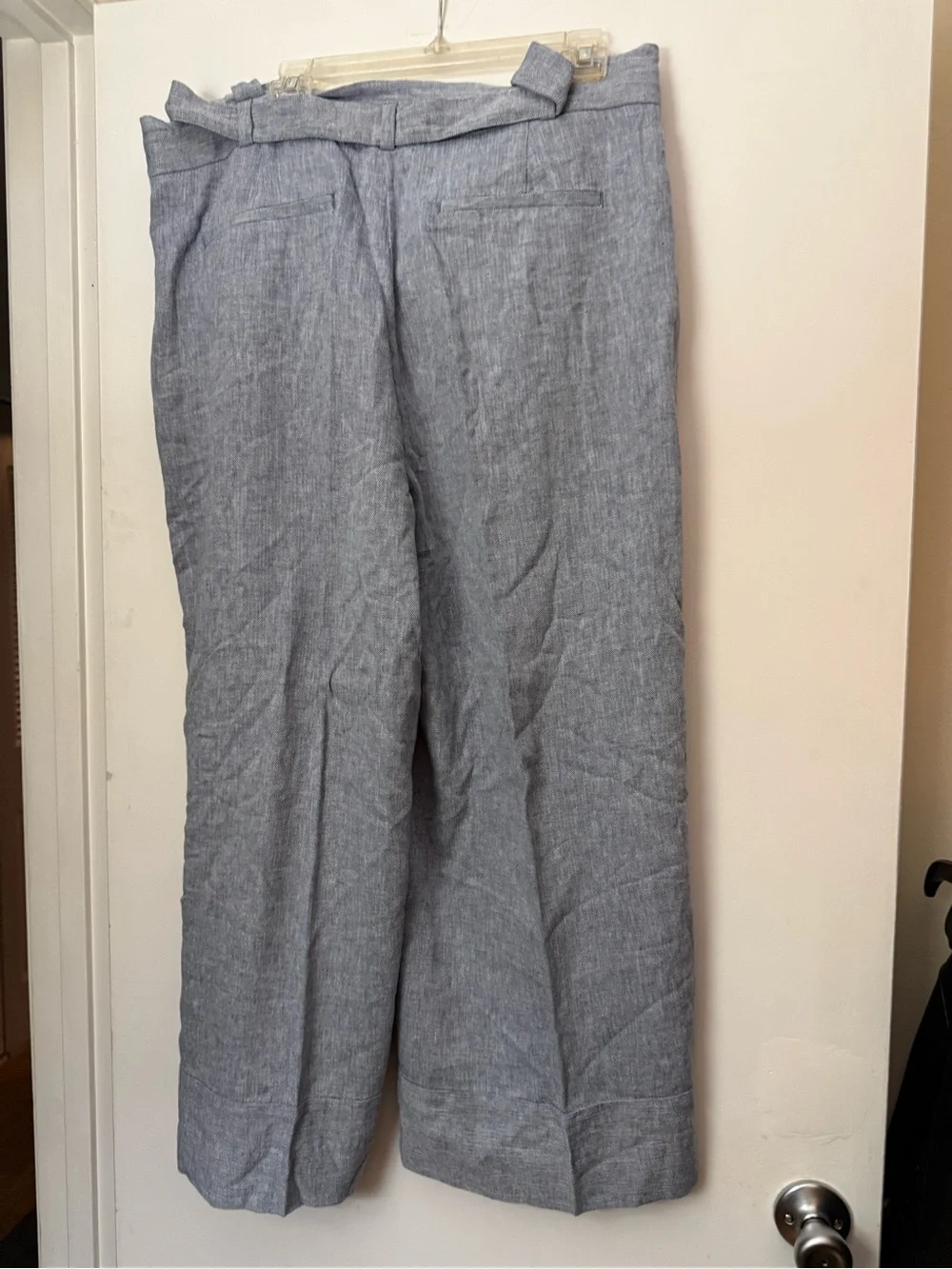 Banana Republic Light Blue Linen Wide-Leg Pants with Tie Waist